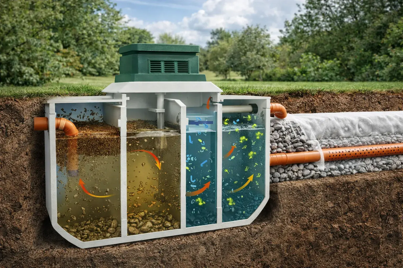 Принцип работы септика без откачки