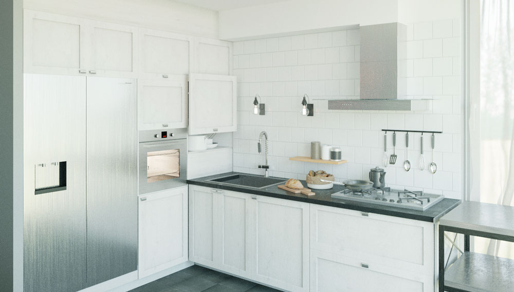 Дизайн интерьера кухни квартиры в ЖК Бруклин