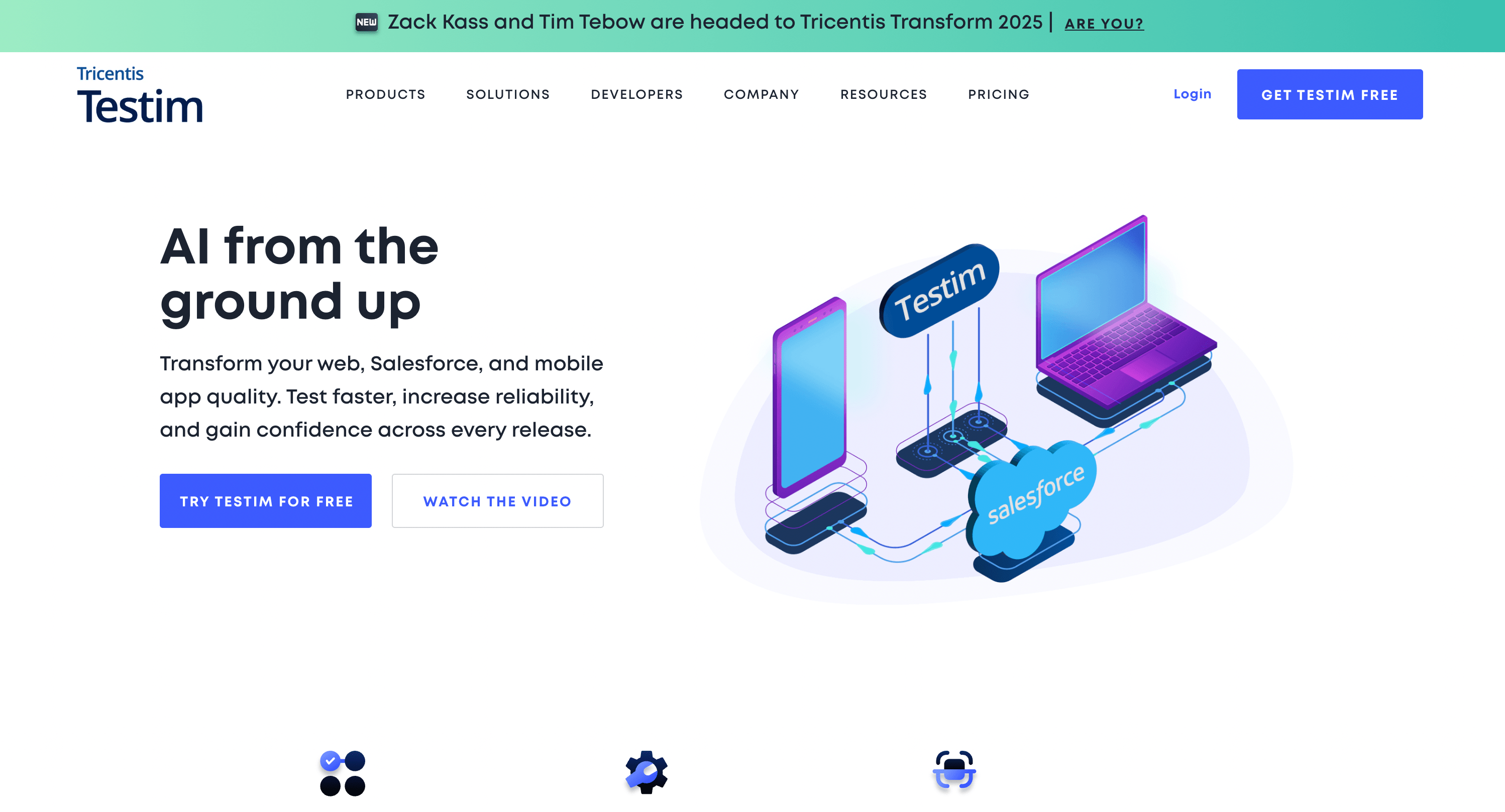 Скриншот страницы Testim