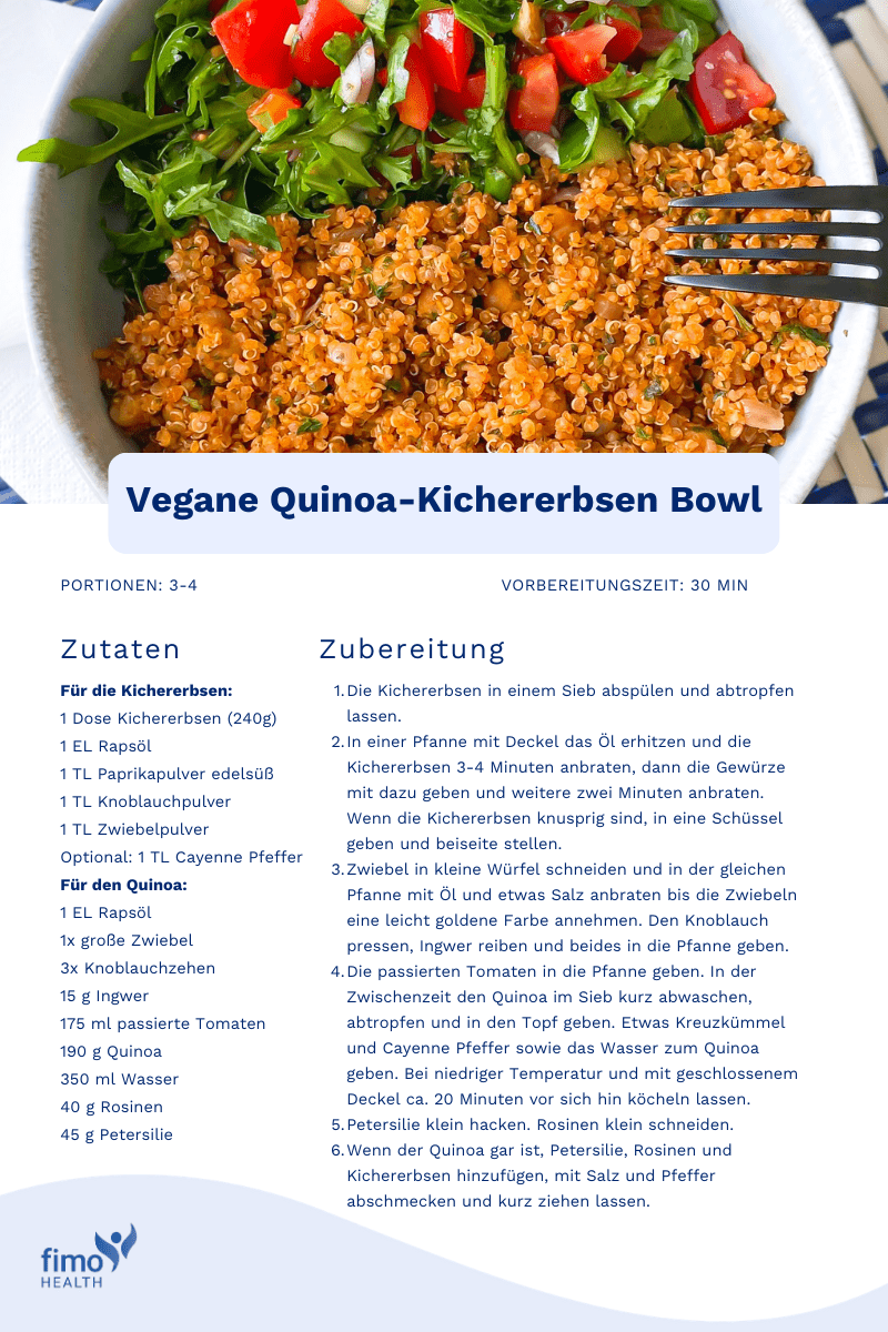 Vegane Quinoa-Kichererbsen Bowl