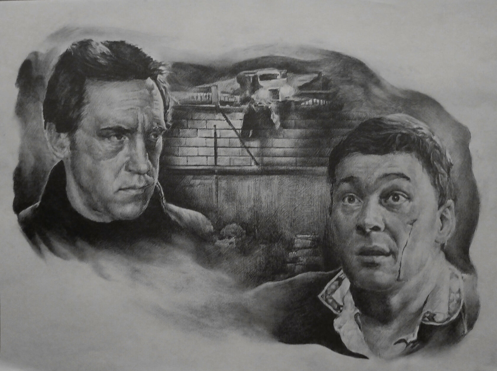 Место встречи изменить нельзя, купить картину, Владимир Высоцкий, рисунки, портреты актеров, графика рисунки, Петюня, красивые картины, детектив, Глеб Жеглов, рисунки карандашом, Всеволод Абдулов, красивые рисунки, творчество, картины художников, графика купить, картины 