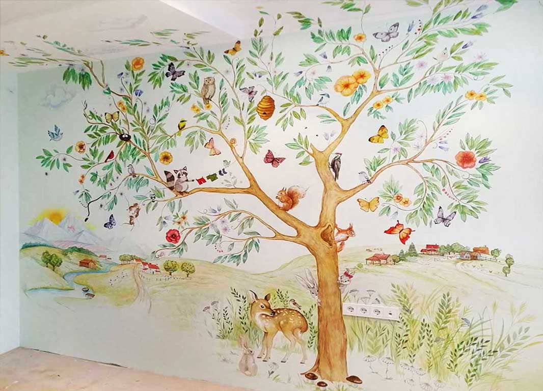 Эскизы для росписи стены, разработка эскизов для росписи стены