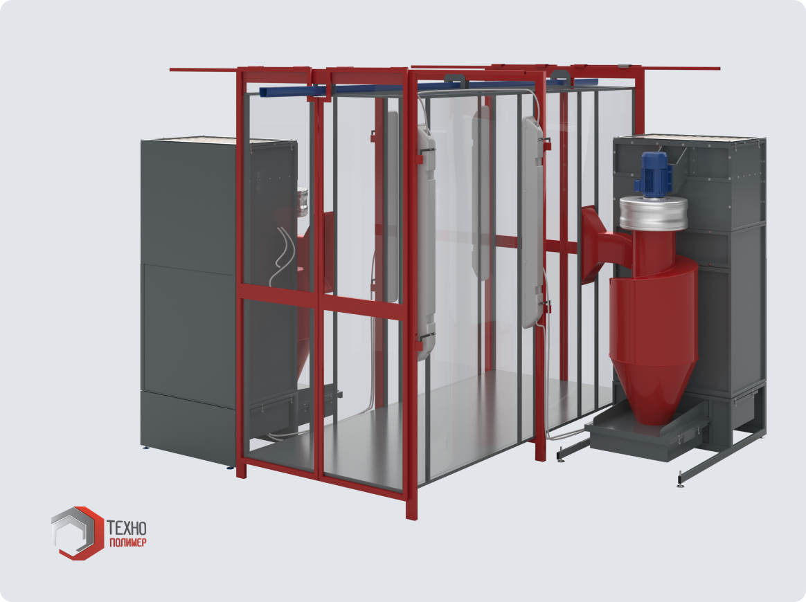 Камеры напыления порошковой краски, одно- и двухпостовые, обитаемые,  рассчитать стоимость | ТехноПолимер
