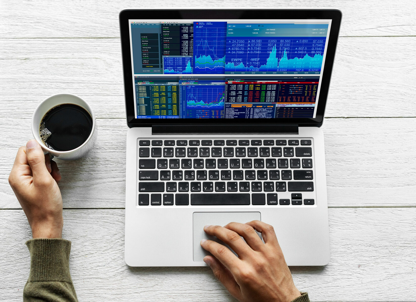 What do professional traders use: A laptop showing trading tools and platforms