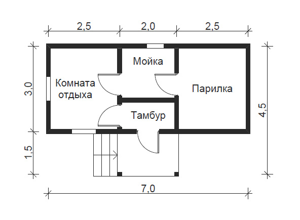 Проект бани 4х7