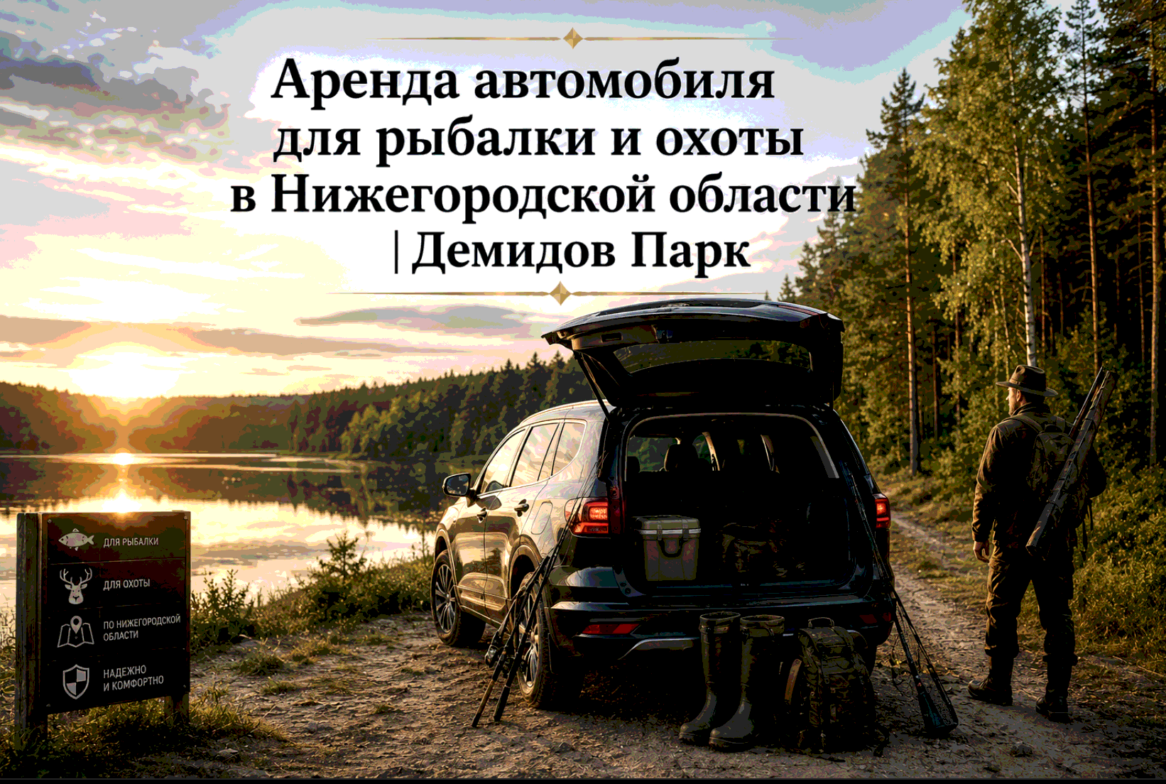 Аренда автомобиля для рыбалки и охоты в Нижегородской области  Демидов Парк