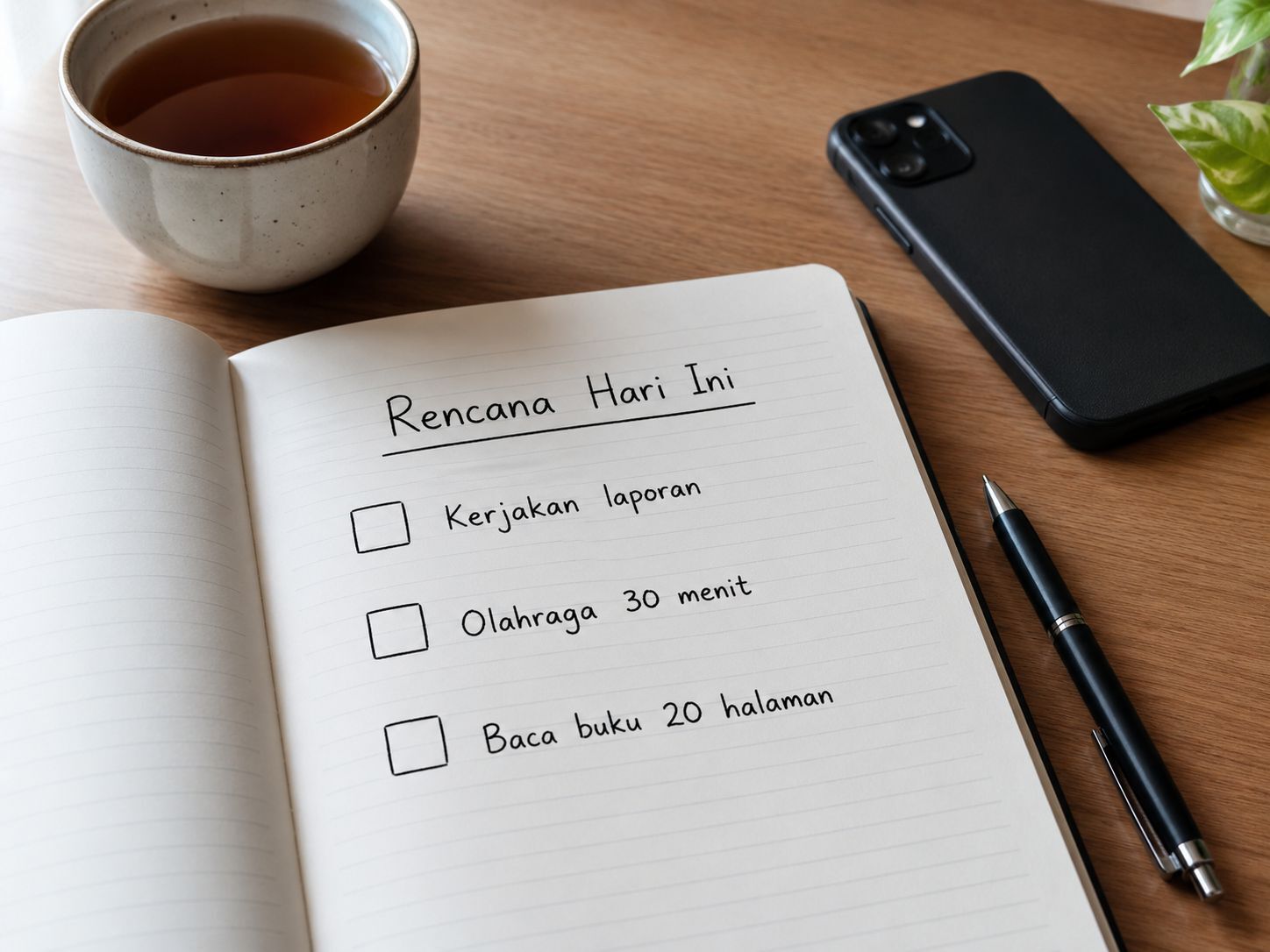 contoh to-do list sederhana dengan tiga tugas utama