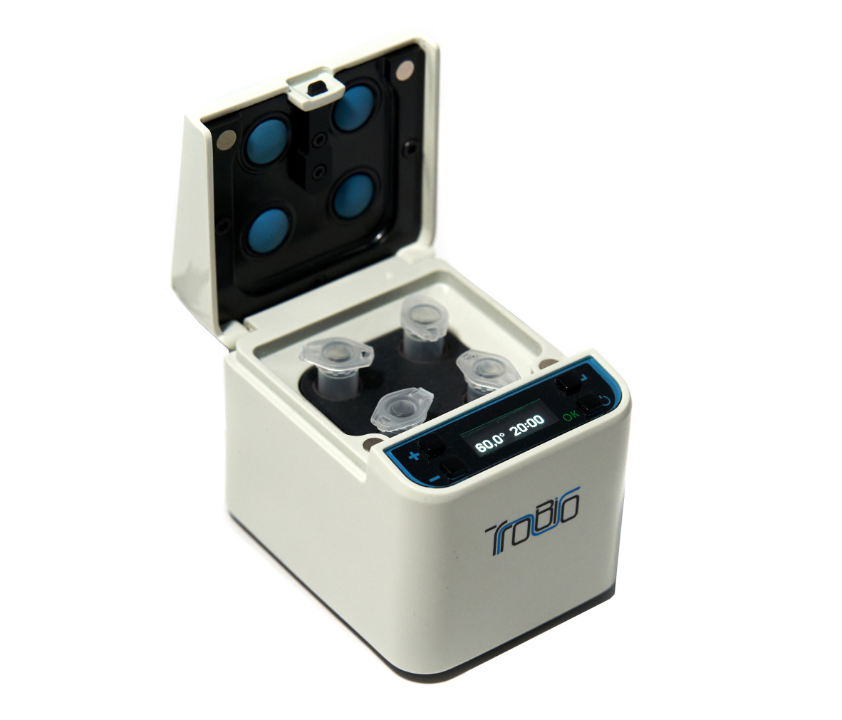 Terra is a dry block thermostat designed for research needs and clinical diagnostics. It accommodates 1.5 ml Eppendorf tubes.0