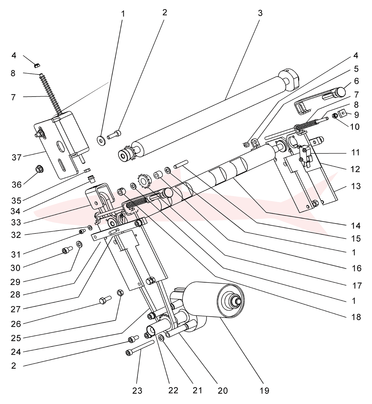 Foldnak 40 FO01 Folding Roller Assembly — схема деталей
