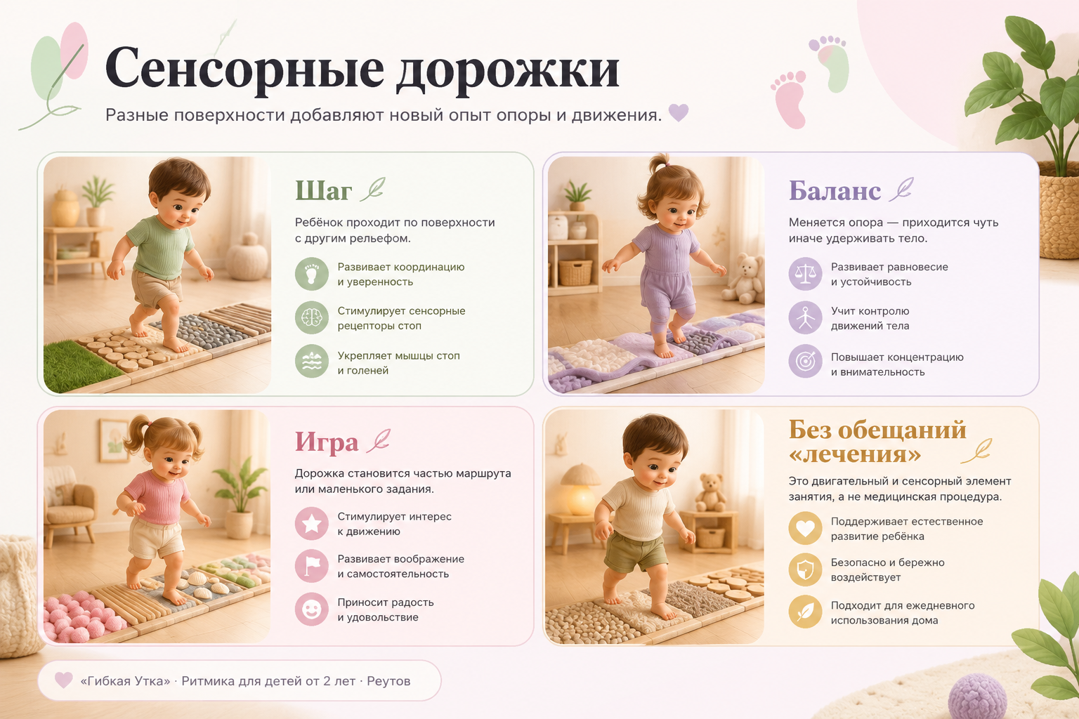 Для чего используются сенсорные дорожки на занятиях ритмикой