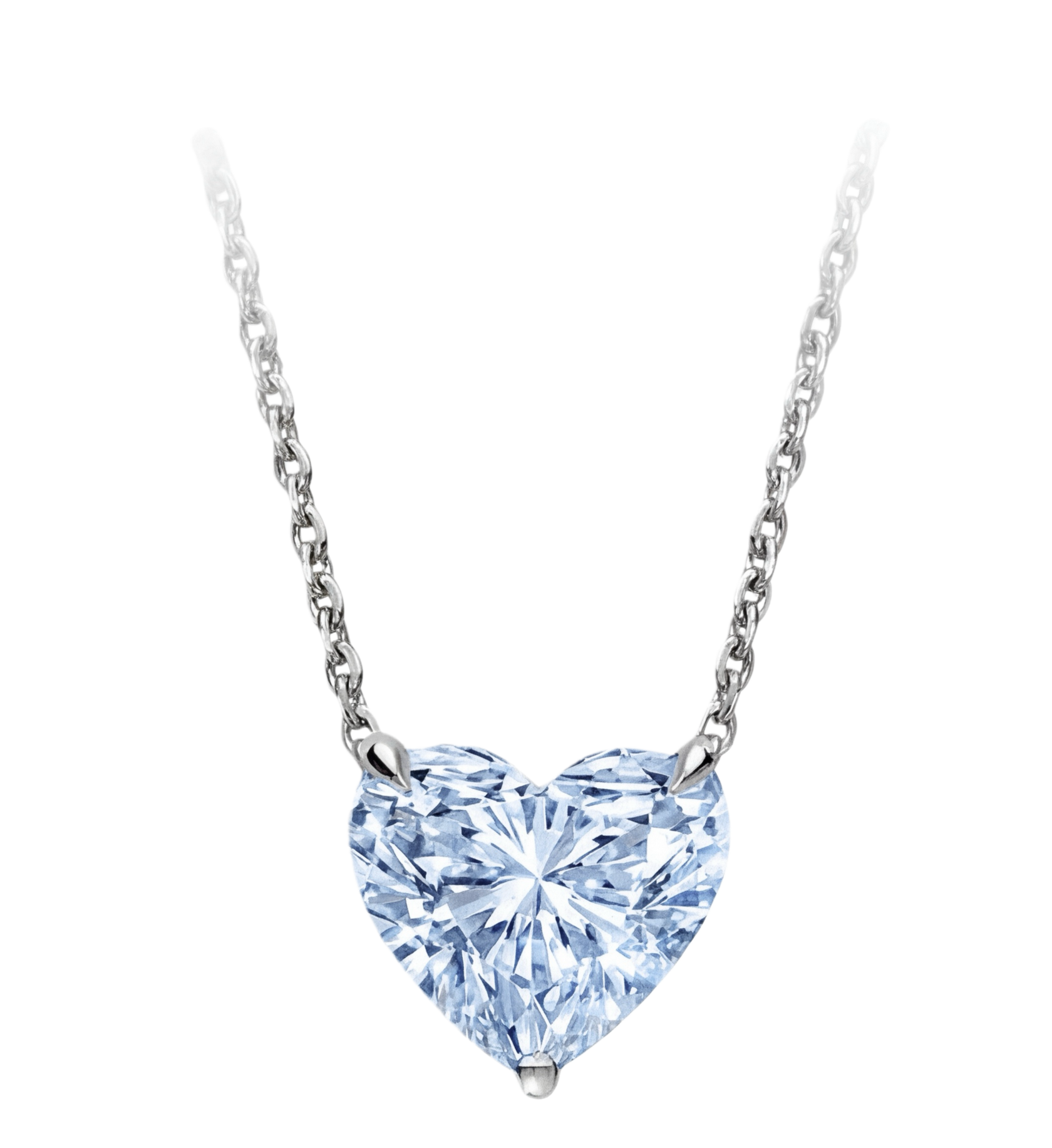 Подвеска с выращенным голубым бриллиантом огранки сердце