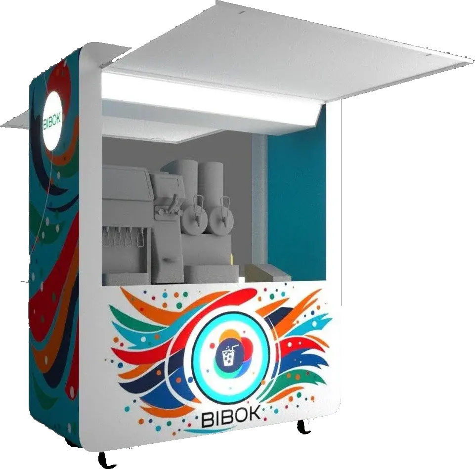Мобильная точка BIBOK с открытым прилавком, вид спереди
