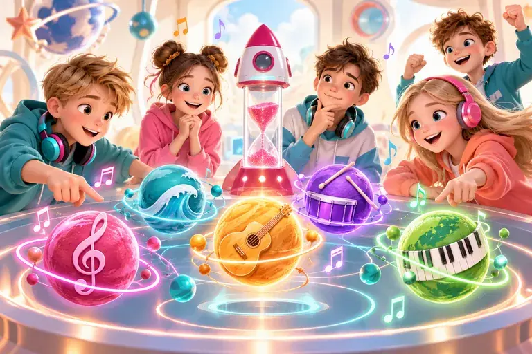 Тематическая иллюстрация к игре Музыкальная планета. Дети