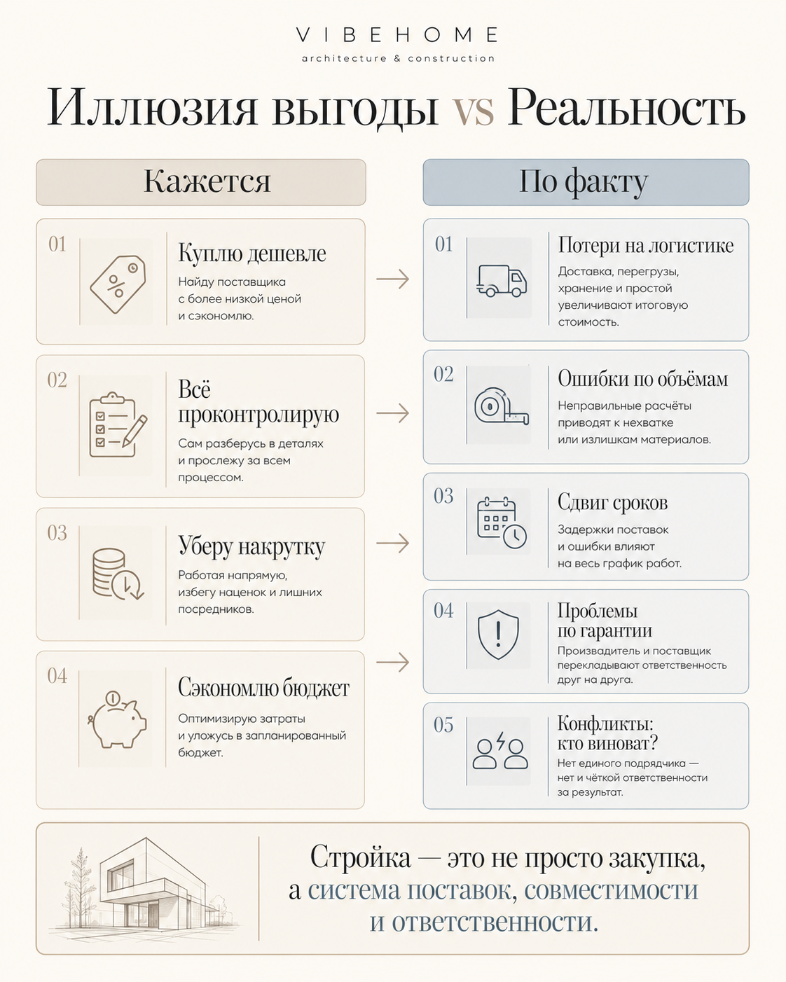 Иллюзия выгоды и реальность строительства со своими материалами: сравнение ожиданий и фактических проблем