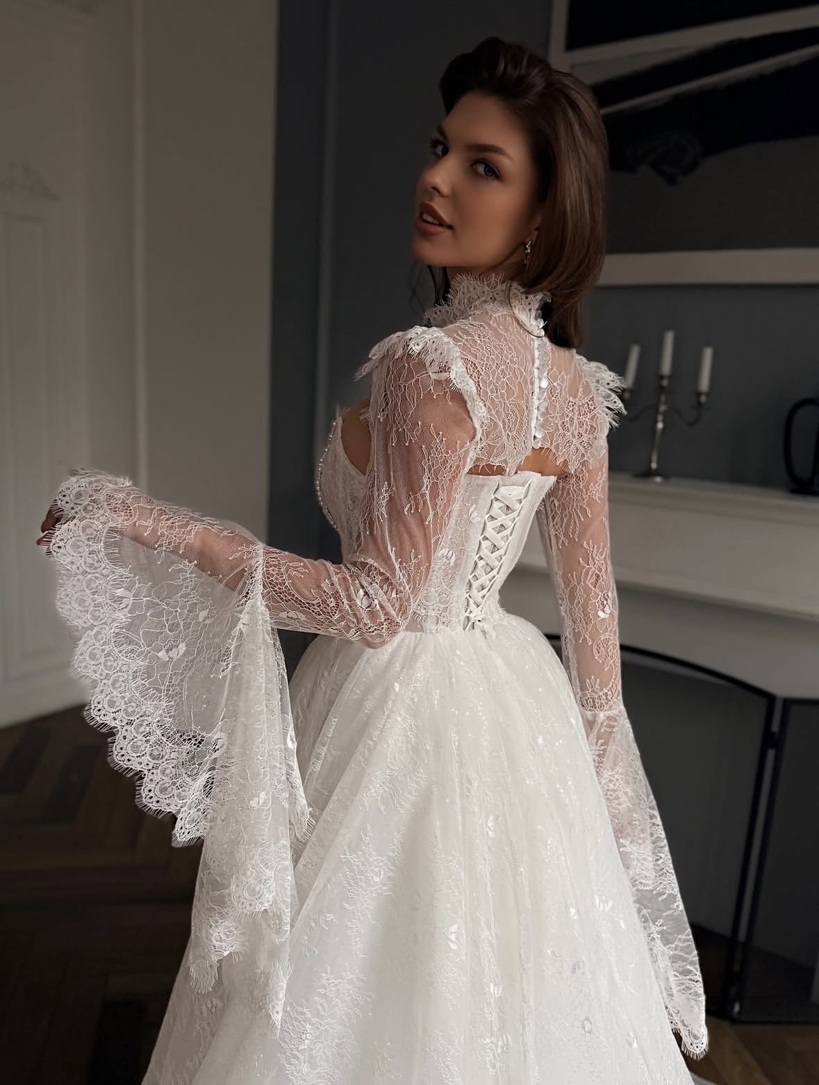 платье свадебное с рукавами клеш