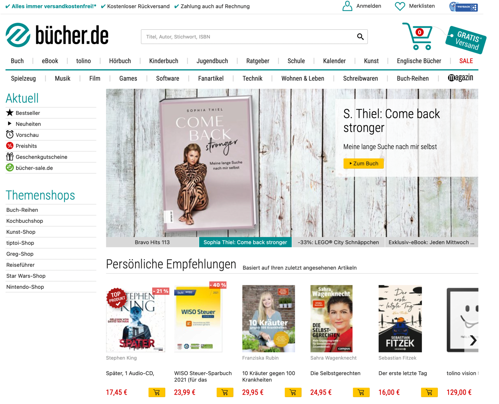 bücher.de - Bücher, eBooks, DVDs, Spielzeug, Games & mehr!