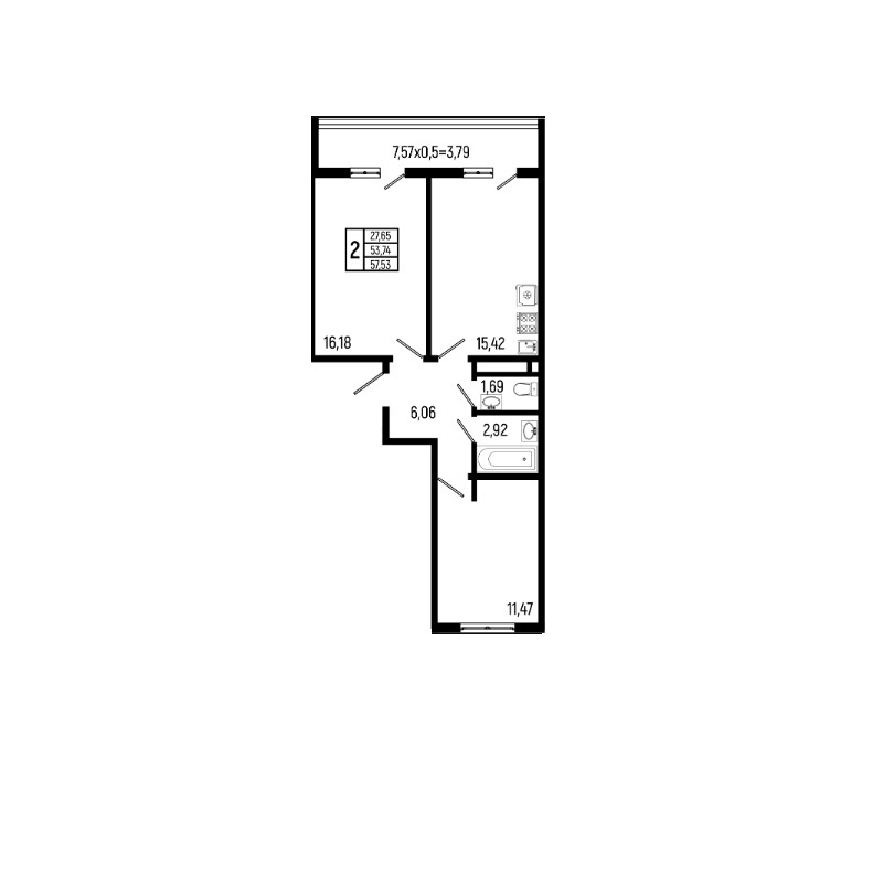 двухкомнатная квартира в Ботаника Хилс