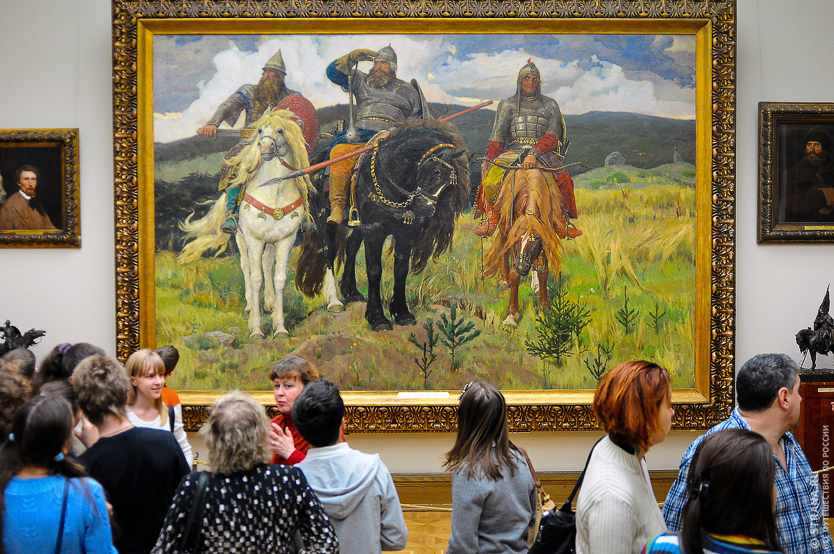 Картина три богатыря Васнецова в Третьяковской галерее