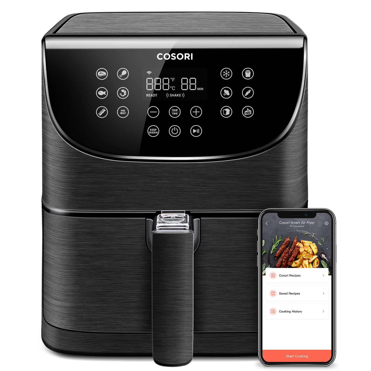 Аэрогриль Cosori Smart Air Fryer CS158-AF 5,5 л Black — купить с бесплатной  доставкой