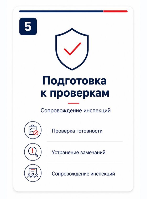Подготовка к проверкам: проверка готовности, устранение замечаний, сопровождение инспекций
