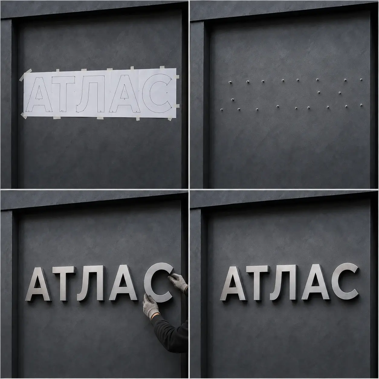 Сварные металлические буквы — installation sequence
