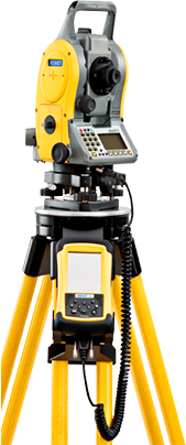 желтый тахеометр - прибор геодезиста для сбора информации для постройки топографических карт