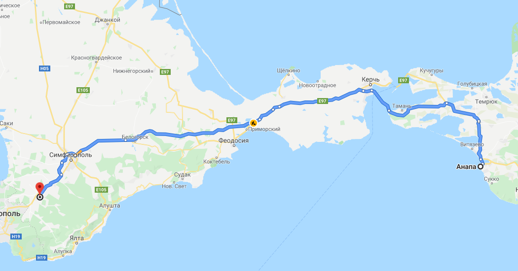 Москва ялта дорога на машине карта