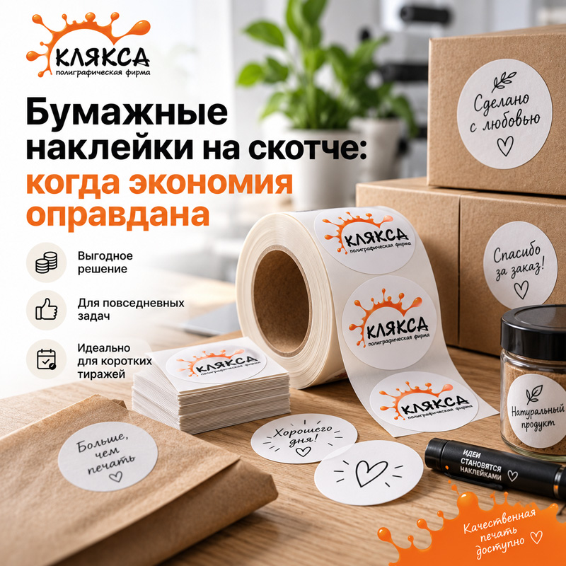 Бумажные наклейки на скотче