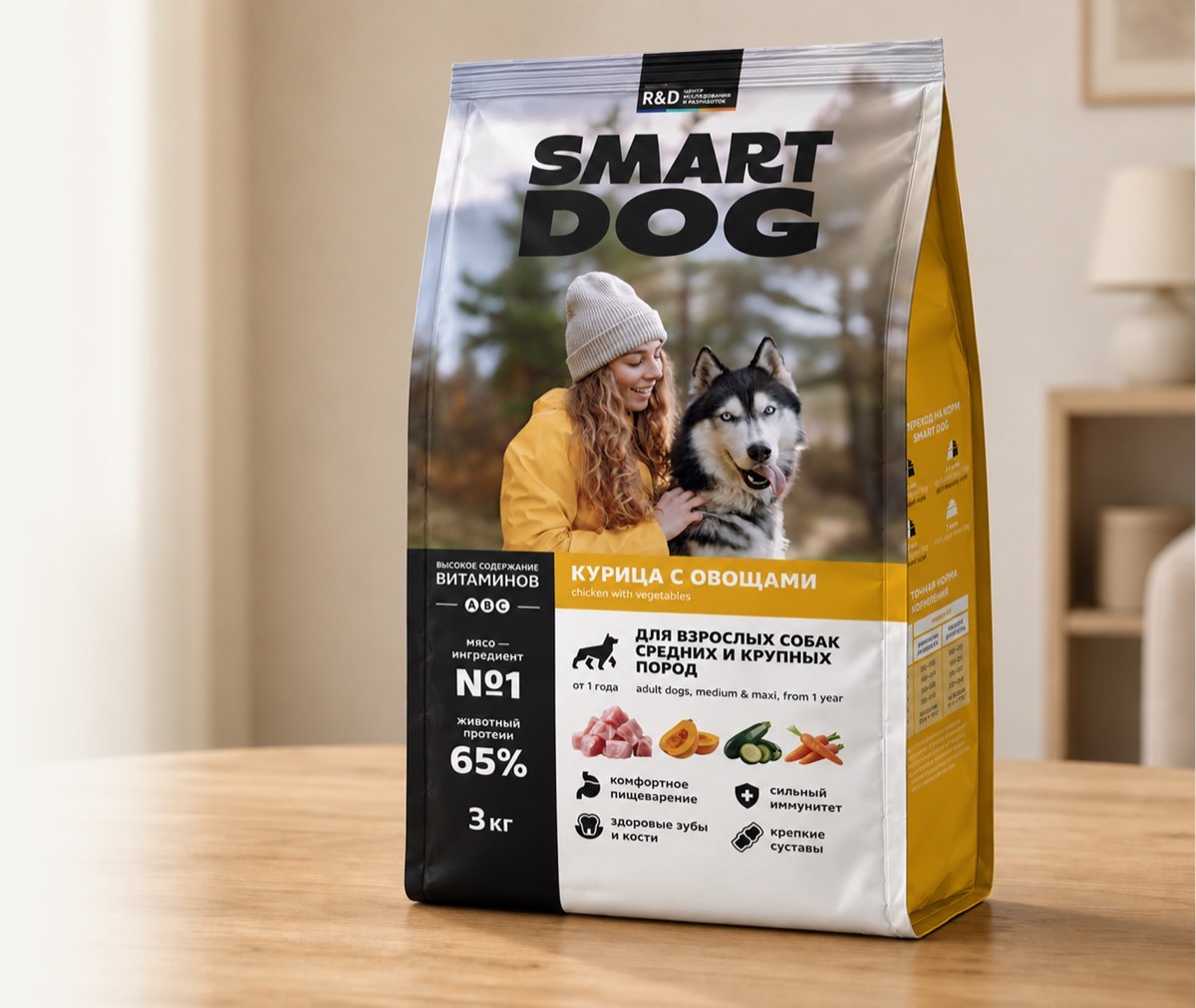 Smart Dog с курицей и овощами, 3 кг