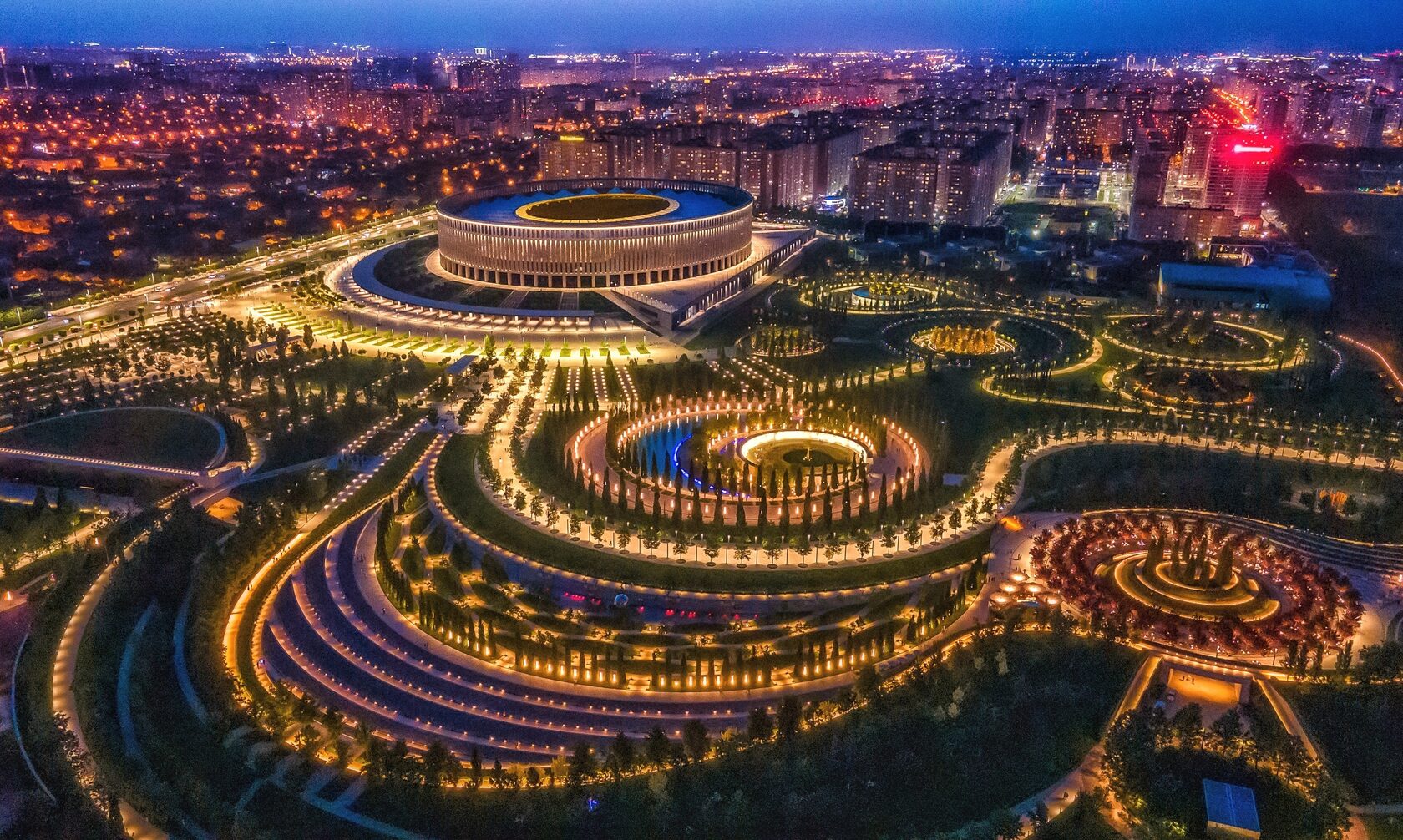 ночной город дома панорама Краснодар Парк Галицкого