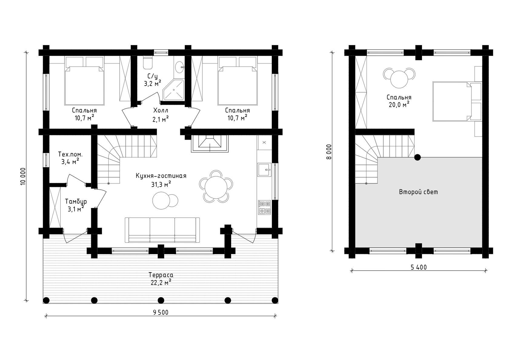 Строительство домов из оцилиндрованного бревна от 45 000₽/м²