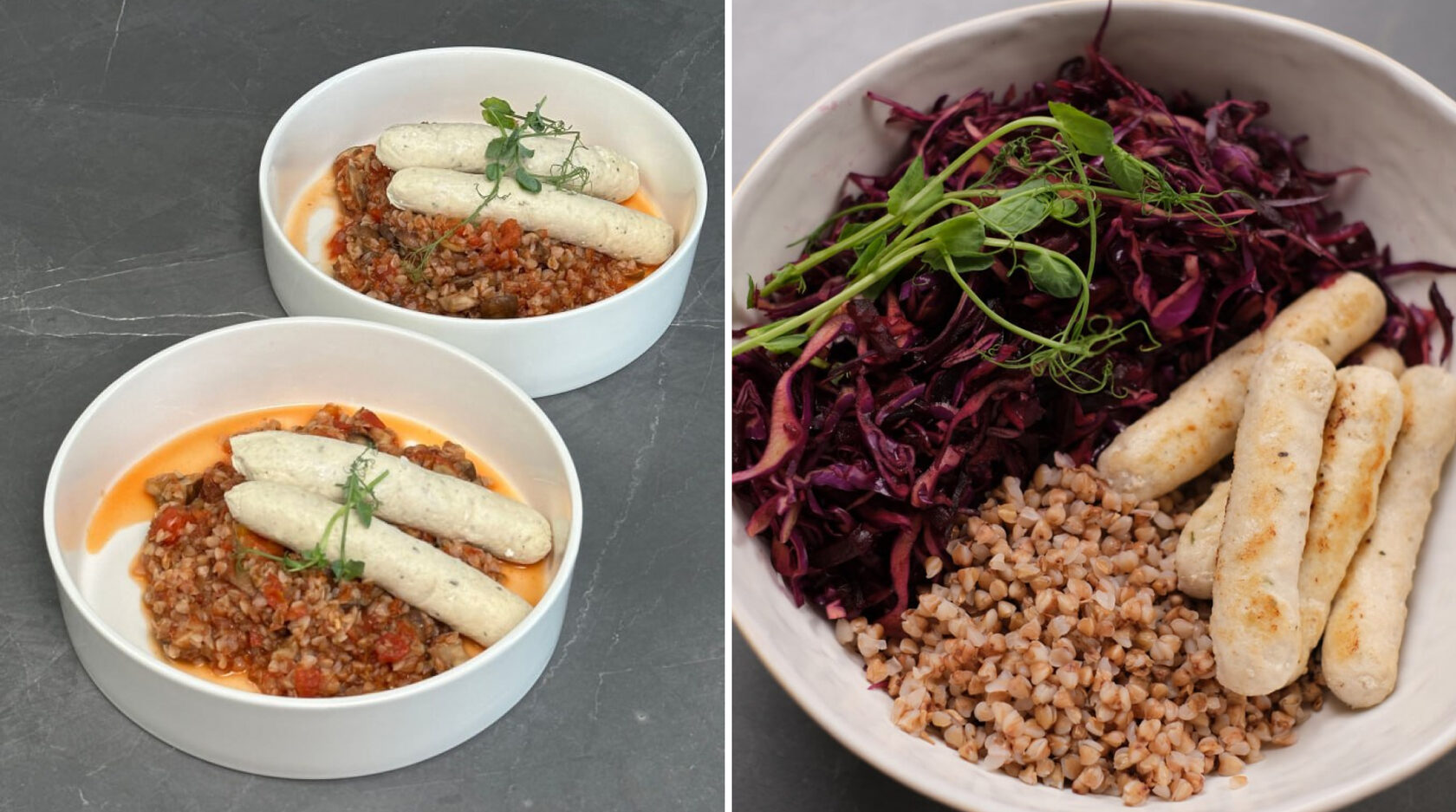 Блюдо: Гречка с домашними сосисками