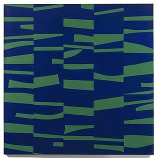 Ellsworth Kelly, The Meschers, 1951, oil on canvas, 59 × 59 inches, Museum of Modern Art. Kelly was a pioneer of hard-edge painting in the 1940s and 1950s.