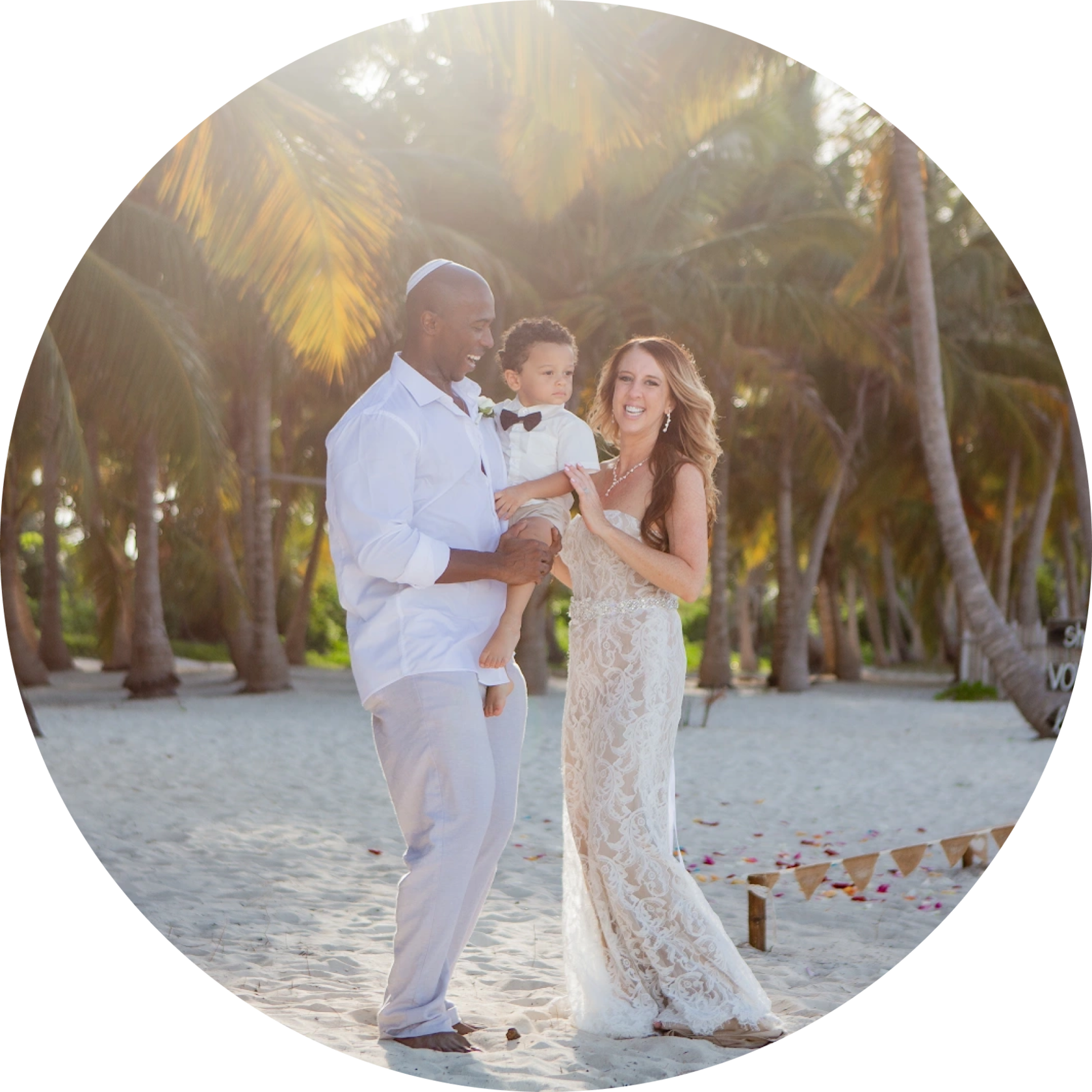 couple with child on the beach