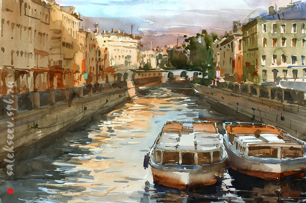On the Griboyedov Canal. Watercolor on paper, 36x56 cm