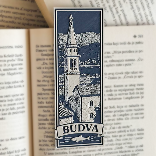 Bookmarker Budva – suvenirski obeleživač za knjige sa motivom starog grada Budva iz Crne Gore