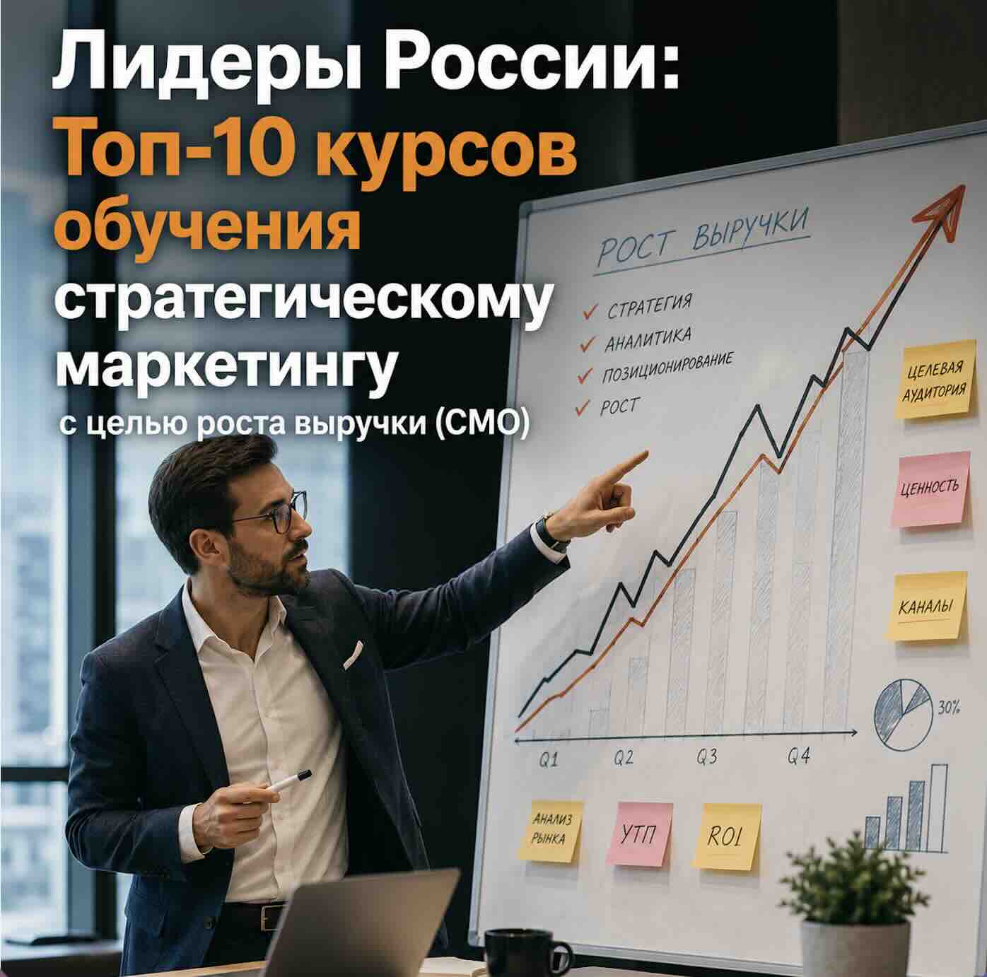 Лидеры России: Топ-10 курсов обучения стратегическому маркетингу с целью роста выручки (CMO)
