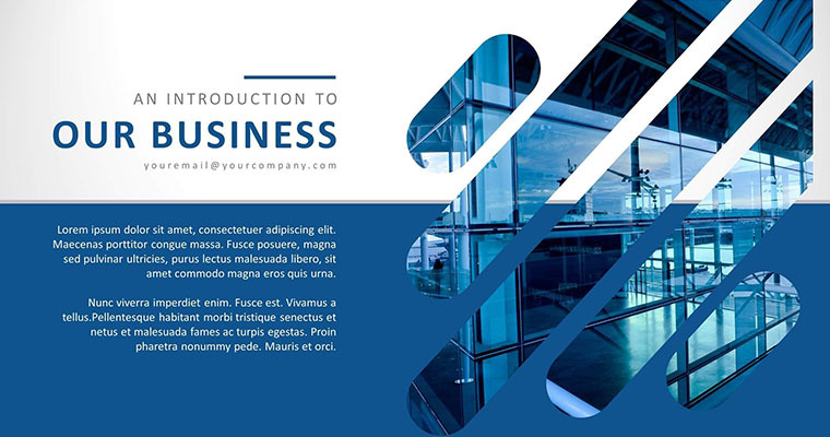 строгий сдержанный слайд в синем