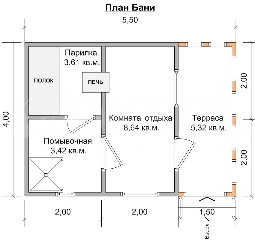 План бани из бруса