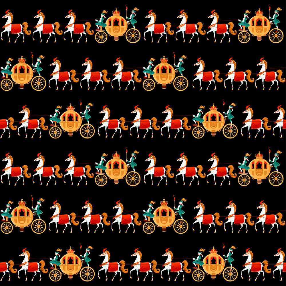 Лошади везут сказочную карету. Паттерн
