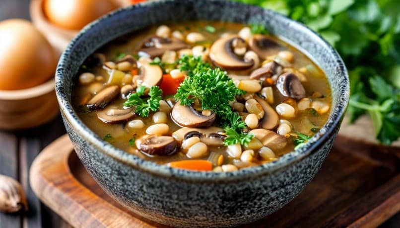 суп с шампиньонами и перловкой