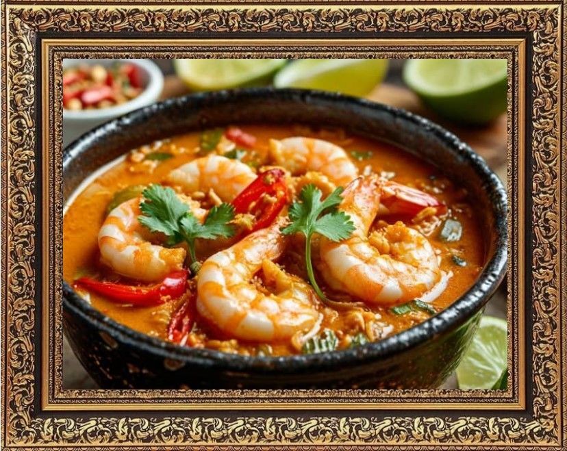 суп том ям с креветками и грибами на кокосовом молоке