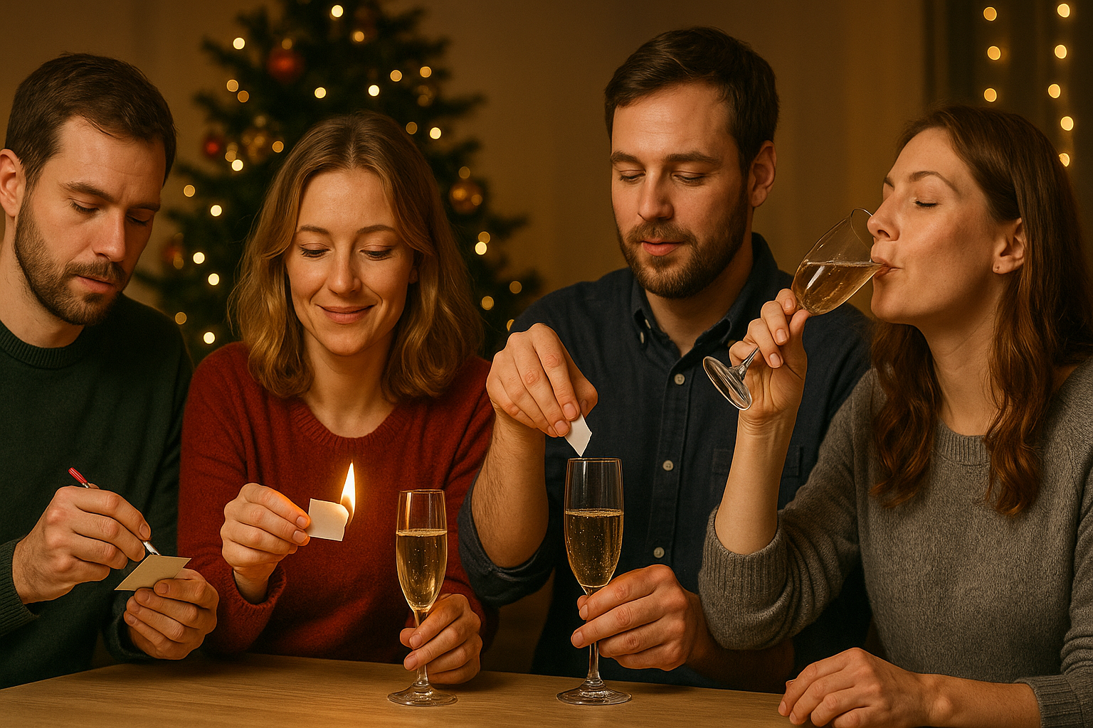 традиция в России сжигать на новый год бумажку с желанием и выпивать шампанское с пеплом