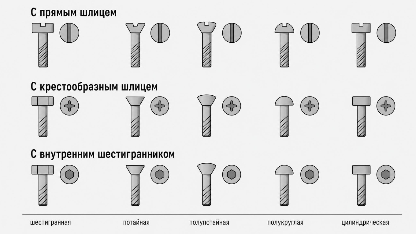 Головки винтов и болтов
