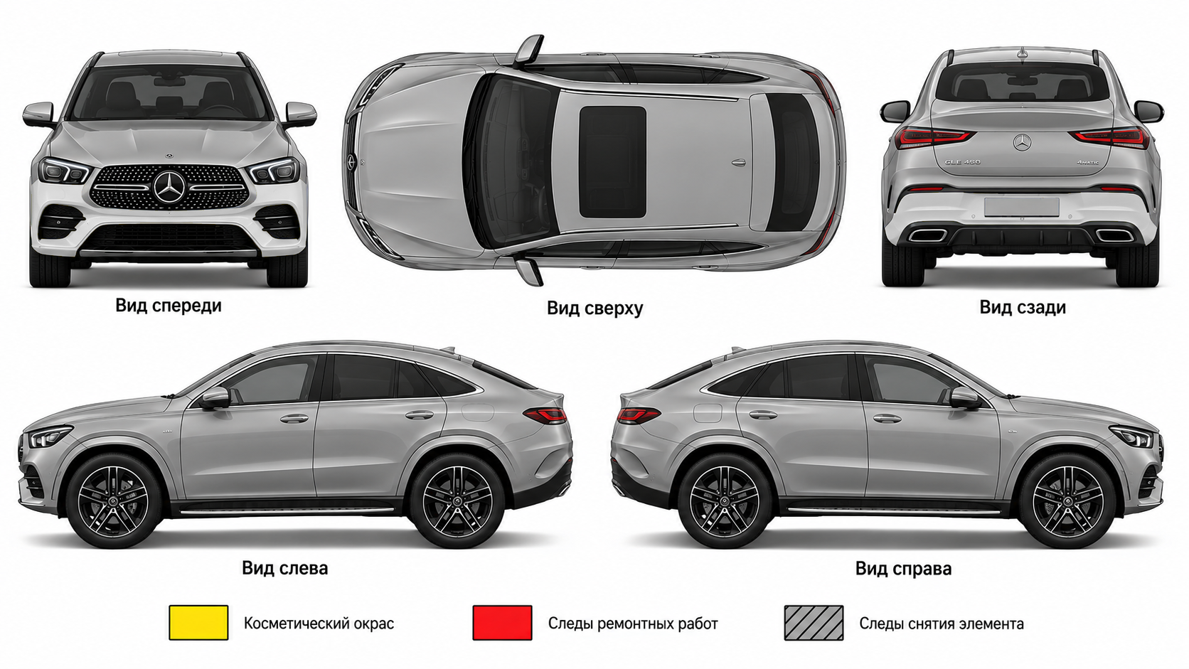 Карта состояния ЛКП кузова Mercedes-Benz GLE Coupe