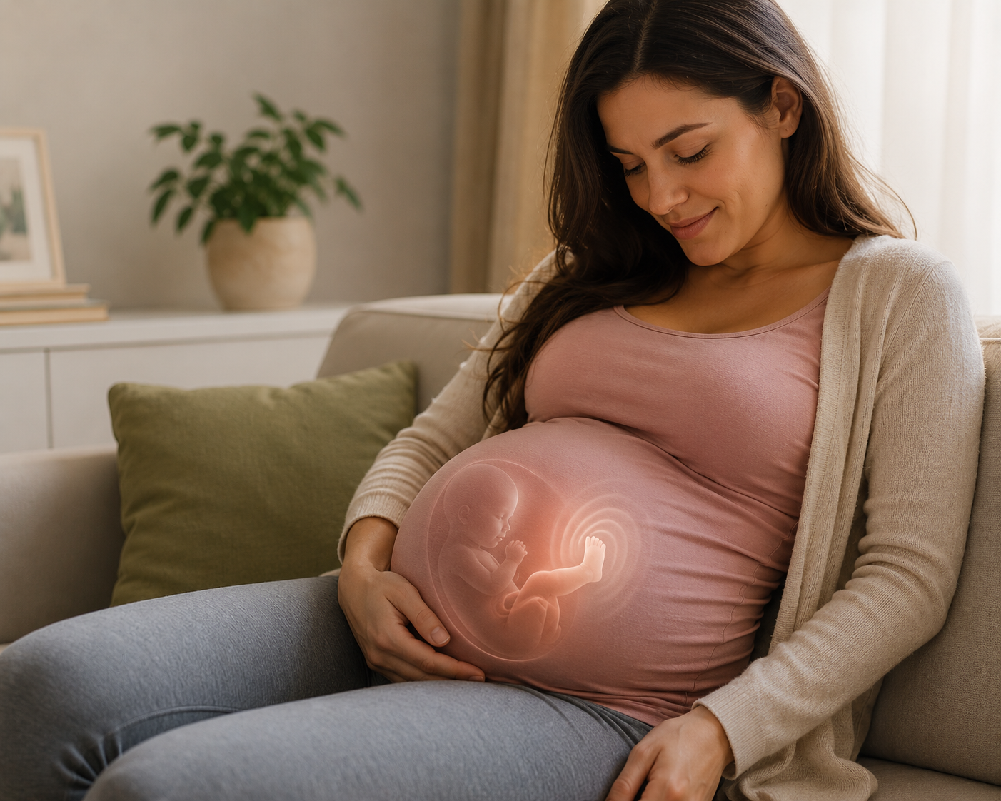 The first movements of the fetus inside the tummy