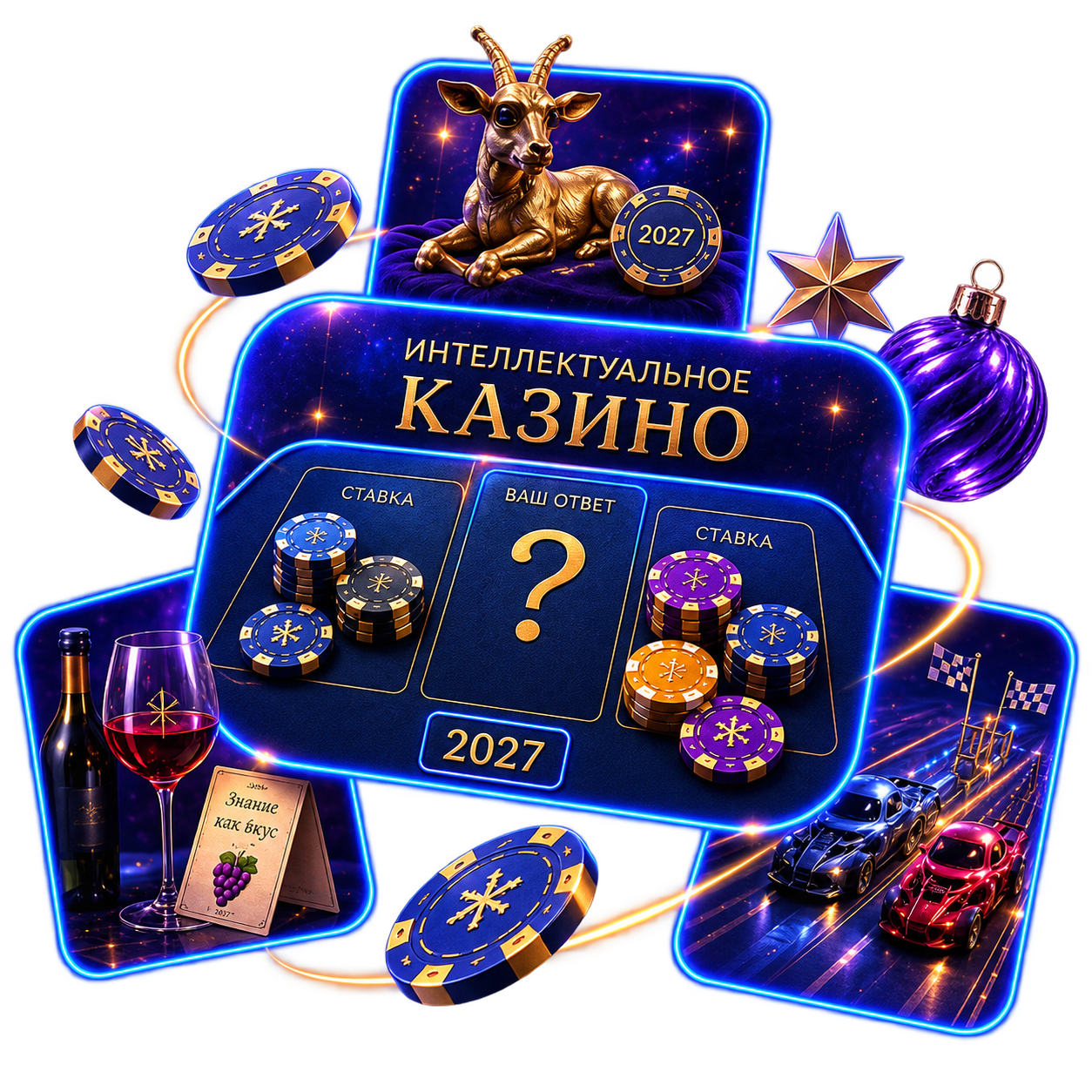 Коллаж концепции «Новогоднее казино»