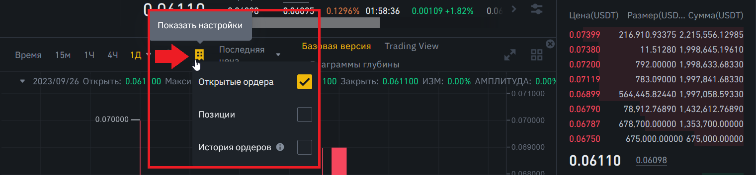 Как отменить заявку на споте, Binance