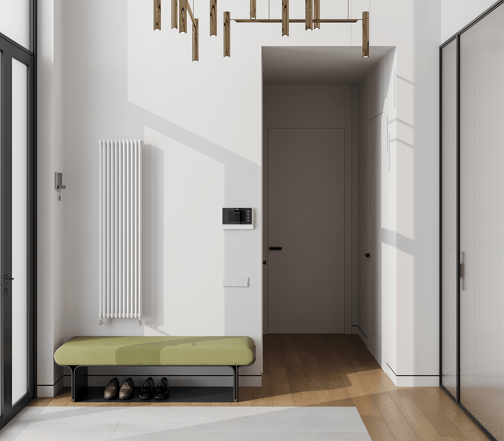 современная прихожая дизайн интерьера в доме