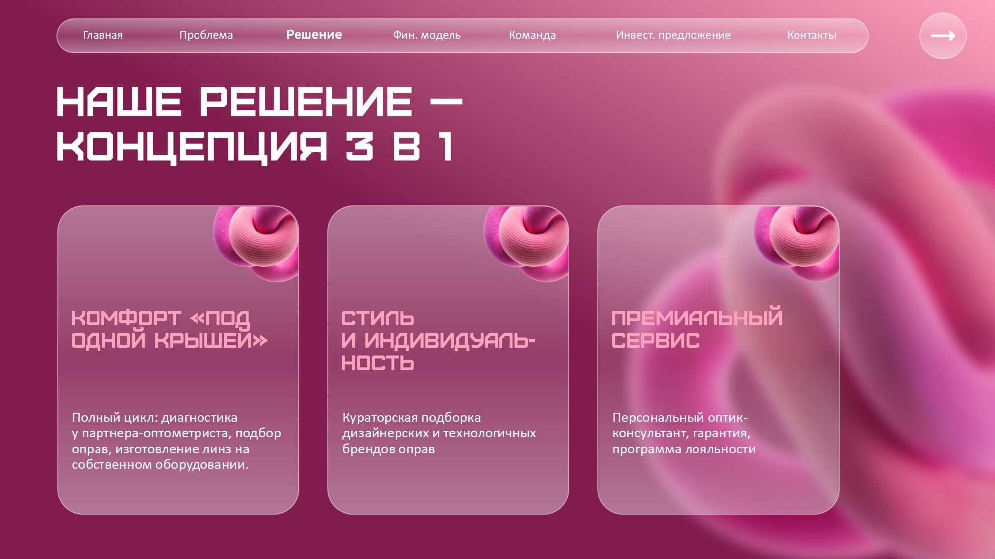 Пример отображения содержания презентации в виде меню в верхней части слайда